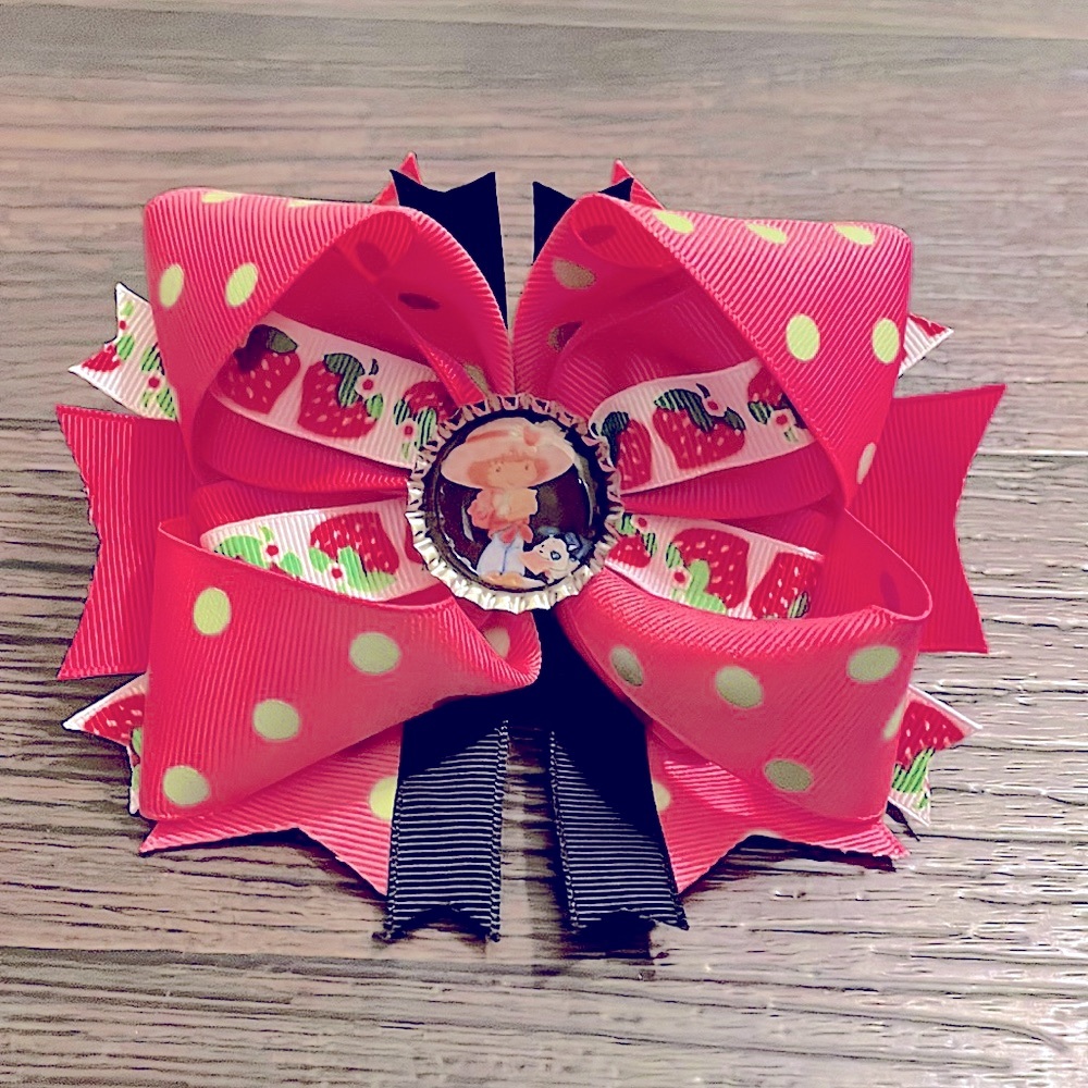 🍓Strawberry Shortcake boutique stacked hairbow